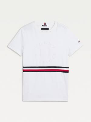 Tommy Hilfiger Organic Pamut Embossed Logo Póló Fiú Fehér | TH124ZYC