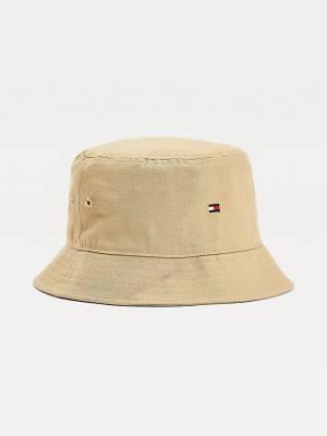 Tommy Hilfiger Organic Pamut Flag Embroidery Bucket Kalap Férfi Bézs | TH184KQS