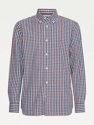 Tommy Hilfiger Organic Pamut Gingham Regular Fit Ingek Férfi Piros | TH135ZCN