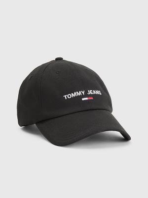 Tommy Hilfiger Organic Pamut Logo Embroidery Cap Kalap Női Fekete | TH635JHB