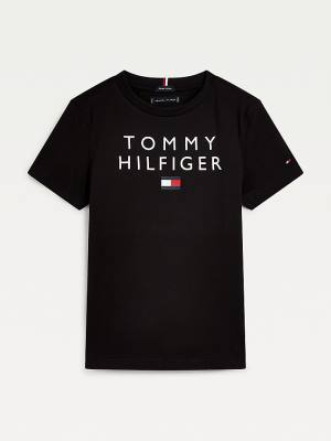 Tommy Hilfiger Organic Pamut Logo Póló Fiú Fekete | TH296WIE