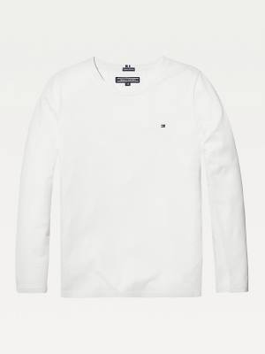 Tommy Hilfiger Organic Pamut Long Sleeve Top Póló Lány Fehér | TH701VEP