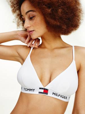 Tommy Hilfiger Organic Pamut Padded Triangle Bra Fehérnemű Női Fehér | TH809BOK