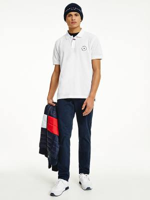 Tommy Hilfiger Organic Pamut Pique Regular Fit Póló Férfi Fehér | TH782ELX