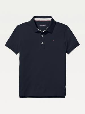 Tommy Hilfiger Organic Pamut Polo Shirt Póló Lány Kék | TH054UKX