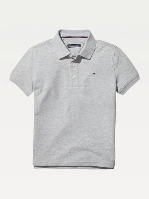 Tommy Hilfiger Organic Pamut Polo Shirt Póló Fiú Szürke | TH329EKY