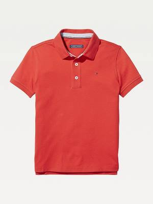 Tommy Hilfiger Organic Pamut Polo Shirt Póló Lány Piros | TH652FIE