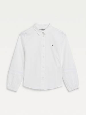 Tommy Hilfiger Organic Pamut Poplin Shirt Póló Lány Fehér | TH068SVB