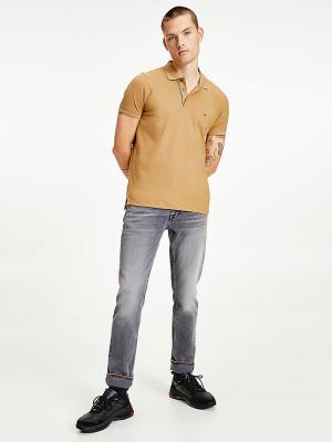 Tommy Hilfiger Organic Pamut Slim Fit Póló Férfi Barna | TH016EQP