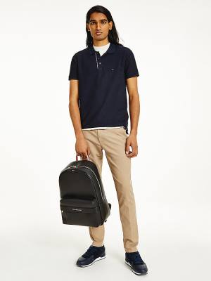 Tommy Hilfiger Organic Pamut Slim Fit Póló Férfi Kék | TH034SHC