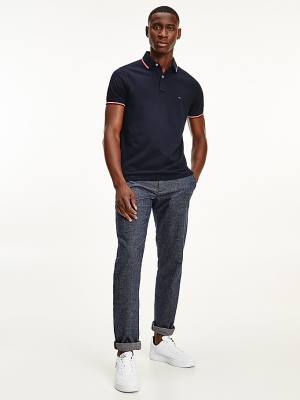 Tommy Hilfiger Organic Pamut Slim Fit Póló Férfi Kék | TH501HTZ