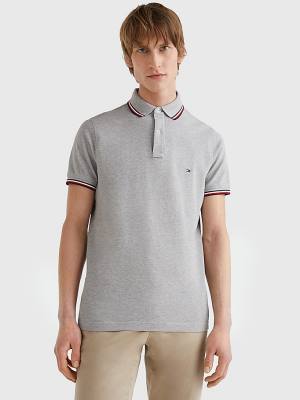 Tommy Hilfiger Organic Pamut Slim Fit Póló Férfi Szürke | TH806UHR