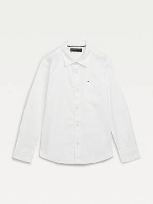 Tommy Hilfiger Organic Pamut Stretch Twill Logo Ingek Fiú Fehér | TH145ABF