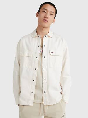 Tommy Hilfiger Organic Pamut Twill Overshirt Ingek Férfi Fehér | TH510KIH