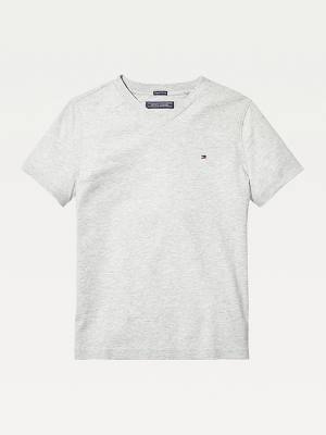 Tommy Hilfiger Organic Pamut V-Neck Póló Fiú Szürke | TH947SFQ