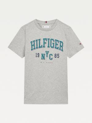 Tommy Hilfiger Organic Pamut Varsity Print Póló Fiú Szürke | TH620SOT