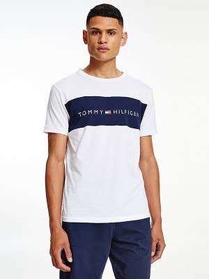 Tommy Hilfiger Original Colour-Blocked Logo Pizsama Férfi Fehér | TH217ZVC