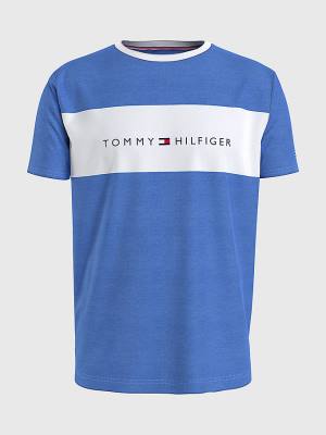 Tommy Hilfiger Original Colour-Blocked Logo Pizsama Férfi Kék | TH539FMZ