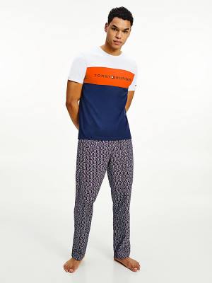 Tommy Hilfiger Original Woven Print Bottoms Pizsama Férfi Kék | TH863JWO