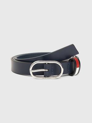 Tommy Hilfiger Oval Csatos Bőr Öv Női Kék | TH935YCM