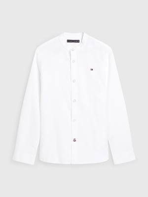 Tommy Hilfiger Pamut Linen Collarless Ingek Fiú Fehér | TH358WFR