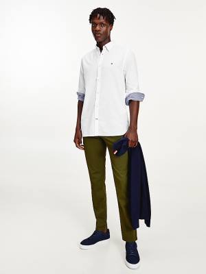 Tommy Hilfiger Pamut Melange Dobby Slim Fit Ingek Férfi Fehér | TH846UED