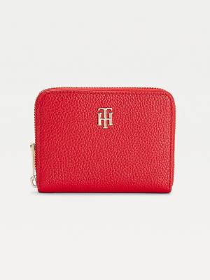 Tommy Hilfiger Pebble Grain Medium Zip-Around Pénztárca Női Piros | TH946LZW