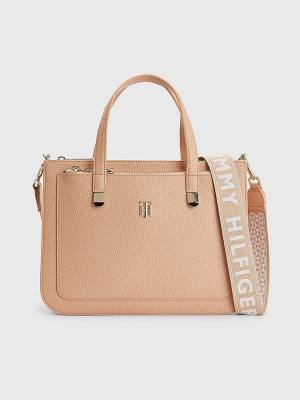 Tommy Hilfiger Pebble Grain Satchel Táska Női Bézs | TH074RHM