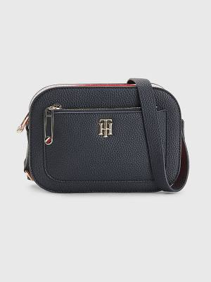 Tommy Hilfiger Pebble Grain Signature Camera Táska Női Kék | TH765QBZ