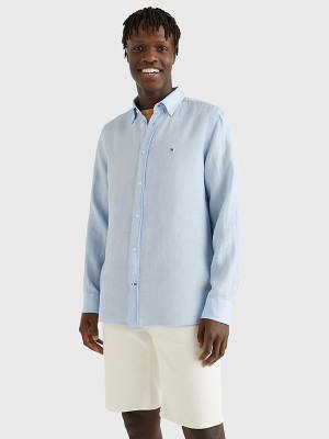 Tommy Hilfiger Pigment Dyed Regular Fit Linen Ingek Férfi Kék | TH457CFP