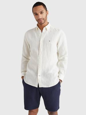 Tommy Hilfiger Pigment Dyed Regular Fit Linen Ingek Férfi Fehér | TH974ECD