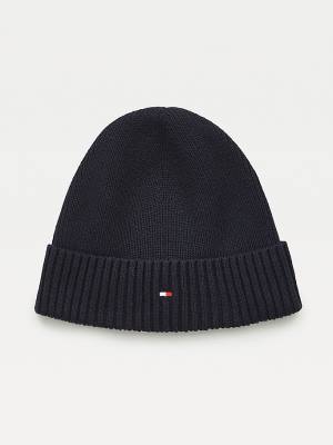 Tommy Hilfiger Pima Pamut Cashmere Cuffed Beanie Kalap Férfi Kék | TH239WYC