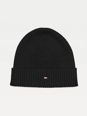 Tommy Hilfiger Pima Pamut Cashmere Cuffed Beanie Kalap Férfi Fekete | TH497RON