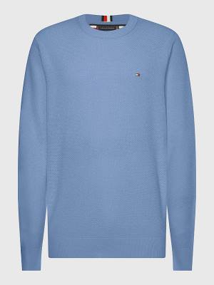 Tommy Hilfiger Plus Crew Neck Jumper Pulóverek Férfi Kék | TH089SUP