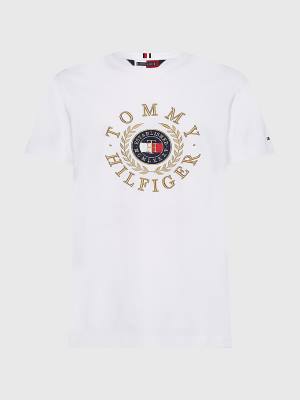 Tommy Hilfiger Plus Icons Embroidery Póló Férfi Fehér | TH467ORZ