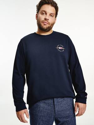 Tommy Hilfiger Plus Icons Long Sleeve Póló Férfi Kék | TH173GSW