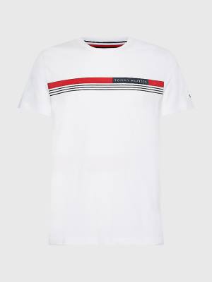 Tommy Hilfiger Plus Signature Tape Póló Férfi Fehér | TH246FNR