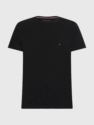 Tommy Hilfiger Plus Stretch Organic Pamut Slim Fit Póló Férfi Fekete | TH179TWD