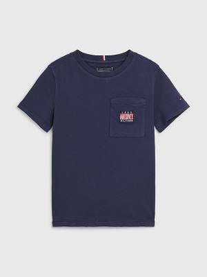 Tommy Hilfiger Pocket Logo Embroidery Póló Fiú Kék | TH528VHM