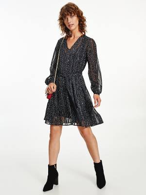 Tommy Hilfiger Polka Dot Fit And Flare Ruha Női Fekete | TH467JGI