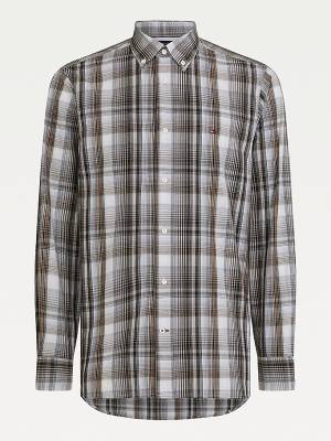 Tommy Hilfiger Poplin Check Regular Fit Ingek Férfi Kék | TH547VRU