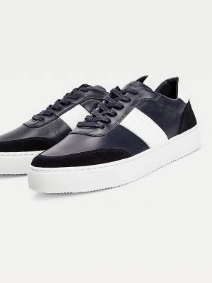 Tommy Hilfiger Premium Bőr Velúr Cupsole Tornacipő Férfi Kék | TH804AVC