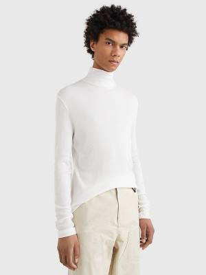 Tommy Hilfiger Prep Long Sleeve Crest Turtleneck Póló Férfi Fehér | TH981TJI