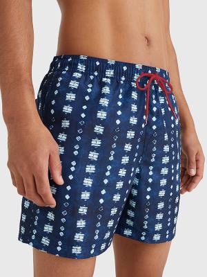 Tommy Hilfiger Print Drawstring Mid Length Shorts Fürdőruha Férfi Kék | TH607EYU