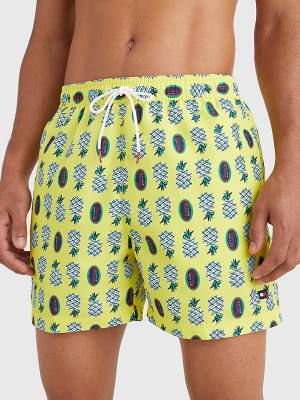 Tommy Hilfiger Print Drawstring Mid Length Shorts Fürdőruha Férfi Sárga | TH804JLG