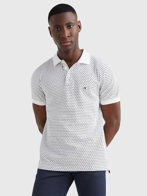 Tommy Hilfiger Print Regular Fit Póló Férfi Fehér | TH695PRH