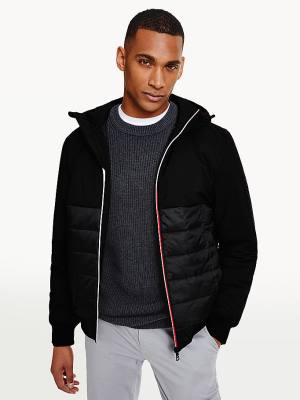 Tommy Hilfiger Quilted Panel Csuklyás Kabát Férfi Fekete | TH180VMX