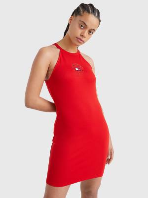 Tommy Hilfiger Racerback Bodycon Ruha Női Piros | TH124DEV