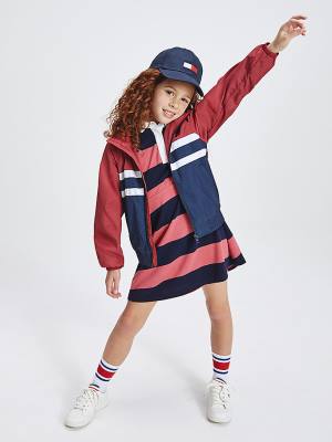 Tommy Hilfiger Recycled Colour-Blocked Pálya Kabát Lány Piros | TH748BPG