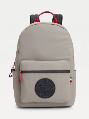 Tommy Hilfiger Recycled Polyester Signature Logo Backpack Táska Férfi Barna | TH045AUH